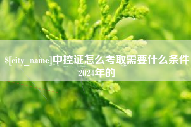 蚌埠中控证怎么考取需要什么条件2024年的